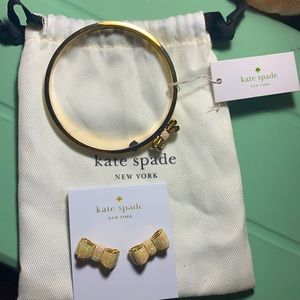 Kate Spade White sparkle bow Earrings and Bracelet♠️